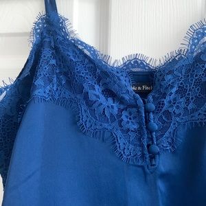 Abercrombie & Fitch Blue Lace Trim Tank Top Cami